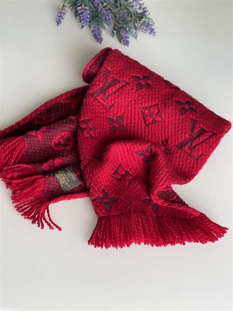 louis vuitton red logomania scarf|Louis Vuitton wool cashmere scarf.